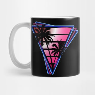 Retrowave style palm tree sunset pink wave Mug